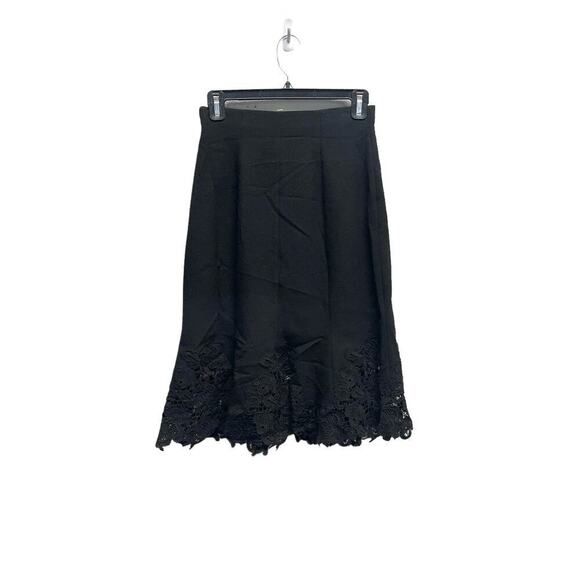 Rebecca Taylor Pique Lace-Hem Flounce Skirt in Black Size 2 - Picture 7 of 9